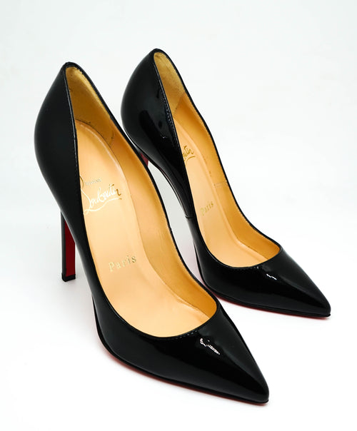 Christian Louboutin, Pigalle 100 Patent Black Leather Pumps