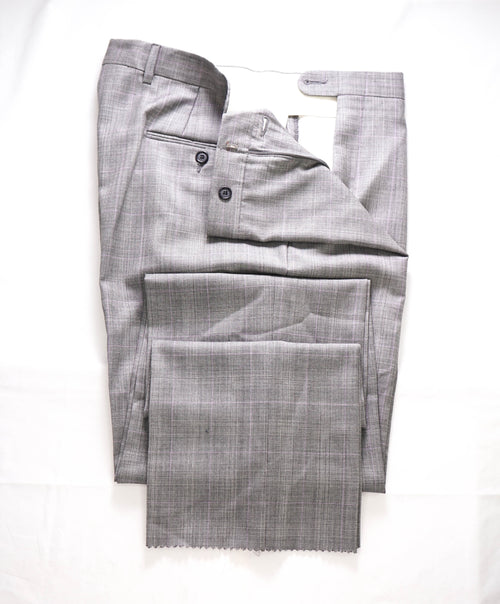 HICKEY FREEMAN - Gray Prince of Wales Plaid Wool Flat Front Dress