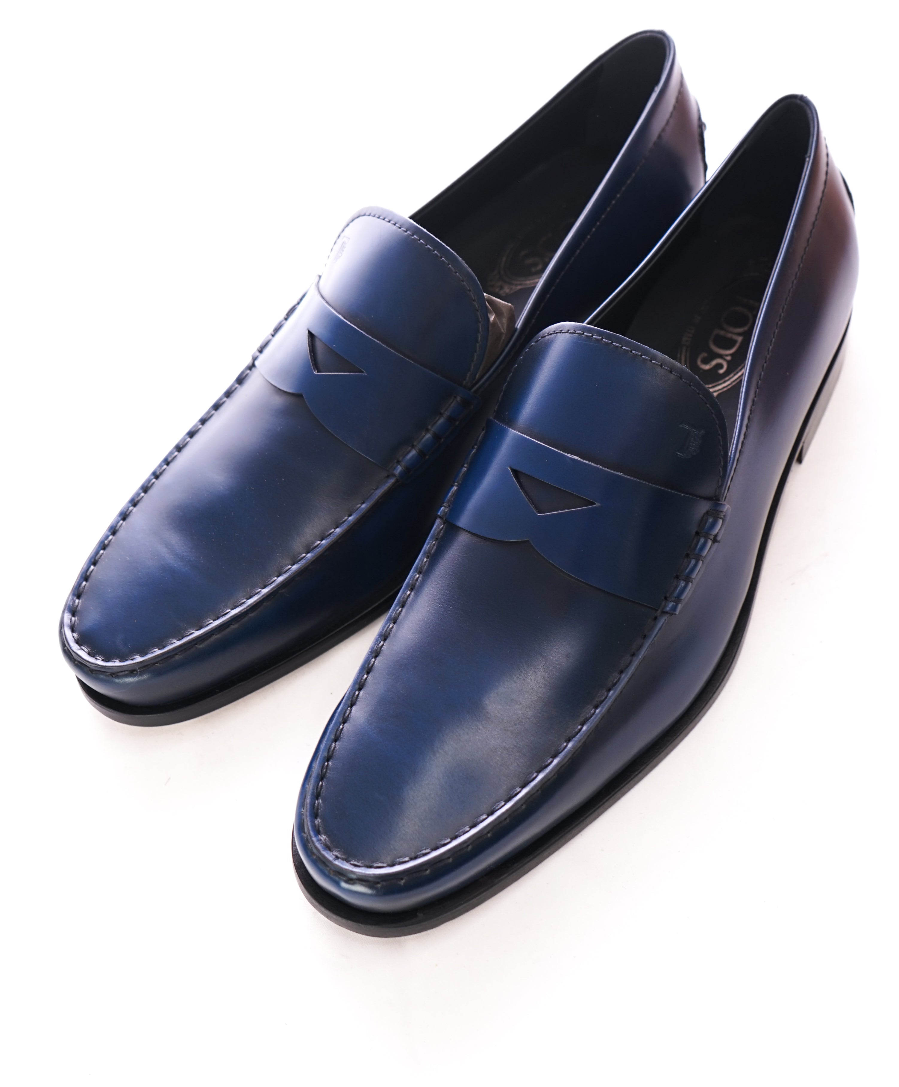 TOD’S - Blue Leather Penny Loafers “Boston Devon” Leather Sole - 12US ...