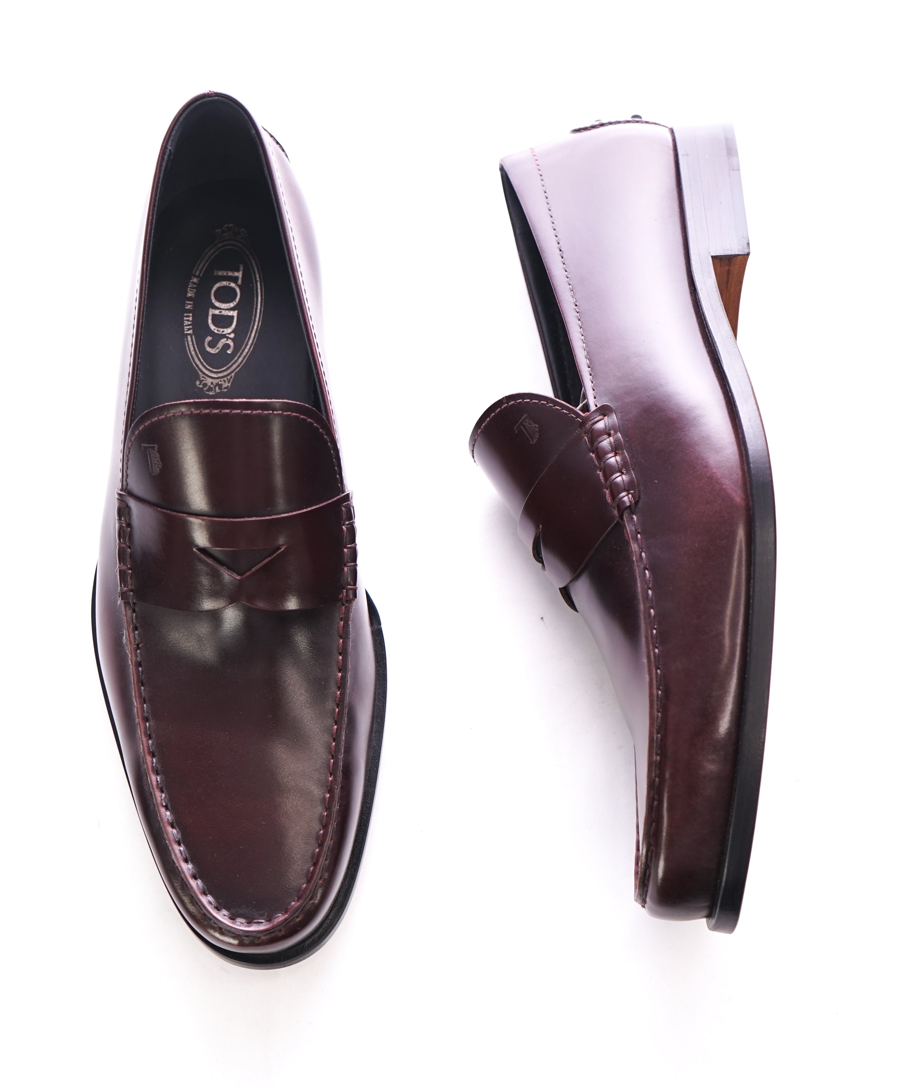 TOD’S - Burgundy Oxblood Penny Loafers “Boston /Devon” Leather Sole ...