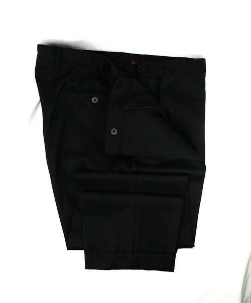 Ike Black Wool Plain Front Tuxedo Pants –