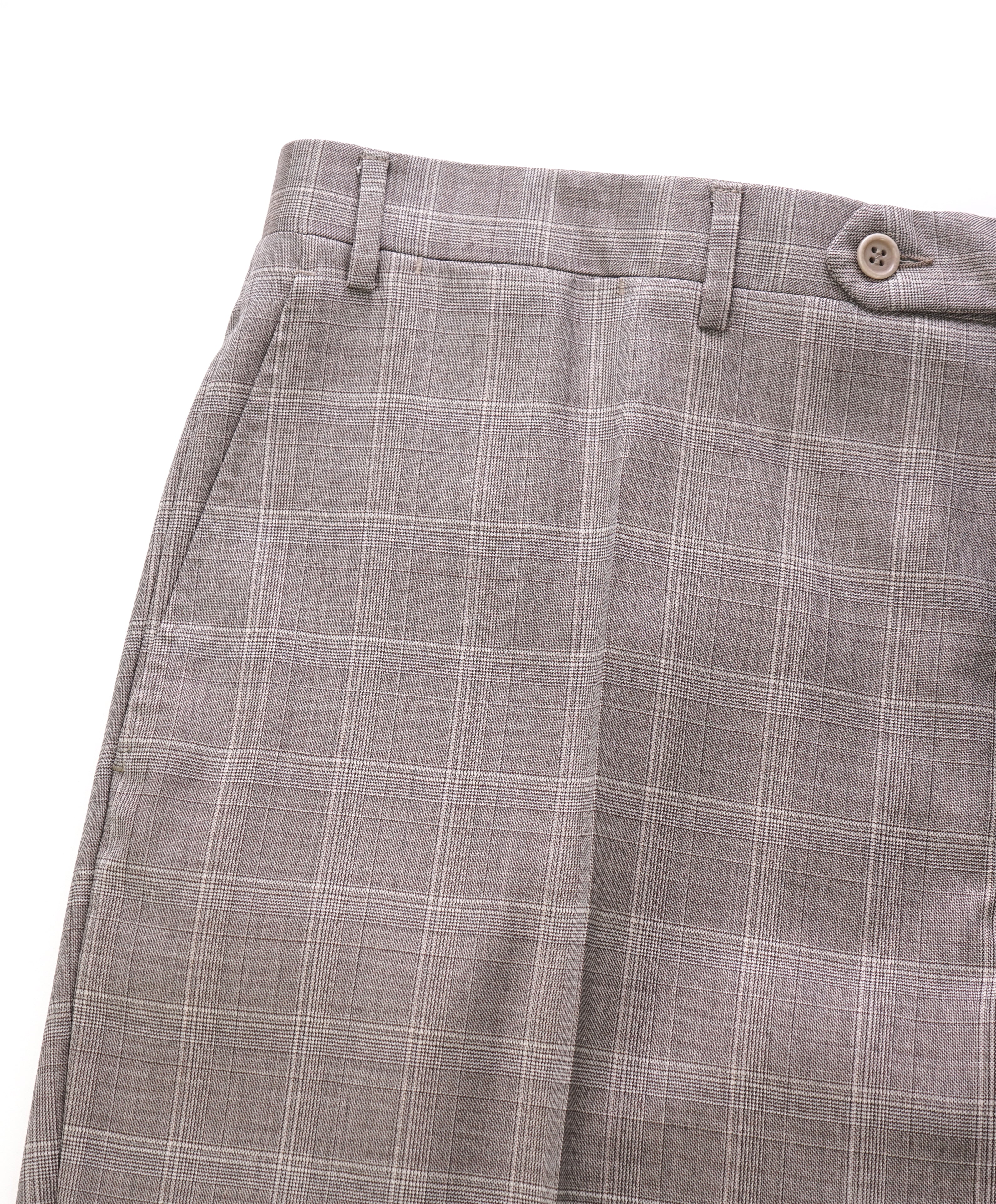 CANALI - Brown Bold Check Plaid Wool Flat Front Dress Pants - 38W ...
