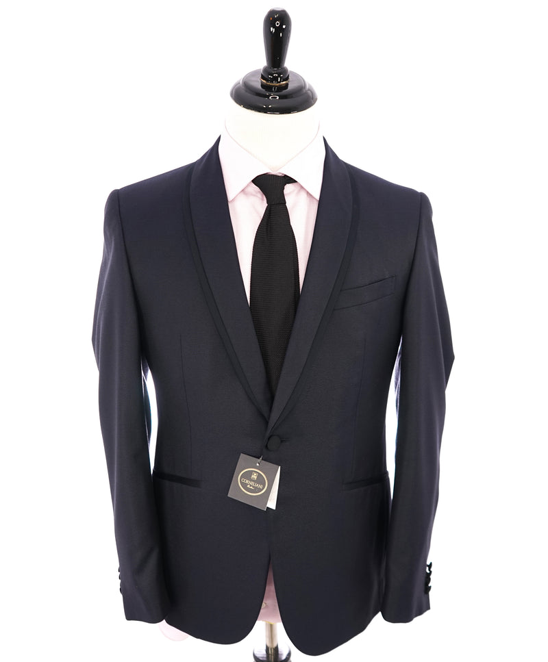 CORNELIANI Collar Blue Tuxedo Textured & Silk" Suit 40 – Luxe Hanger