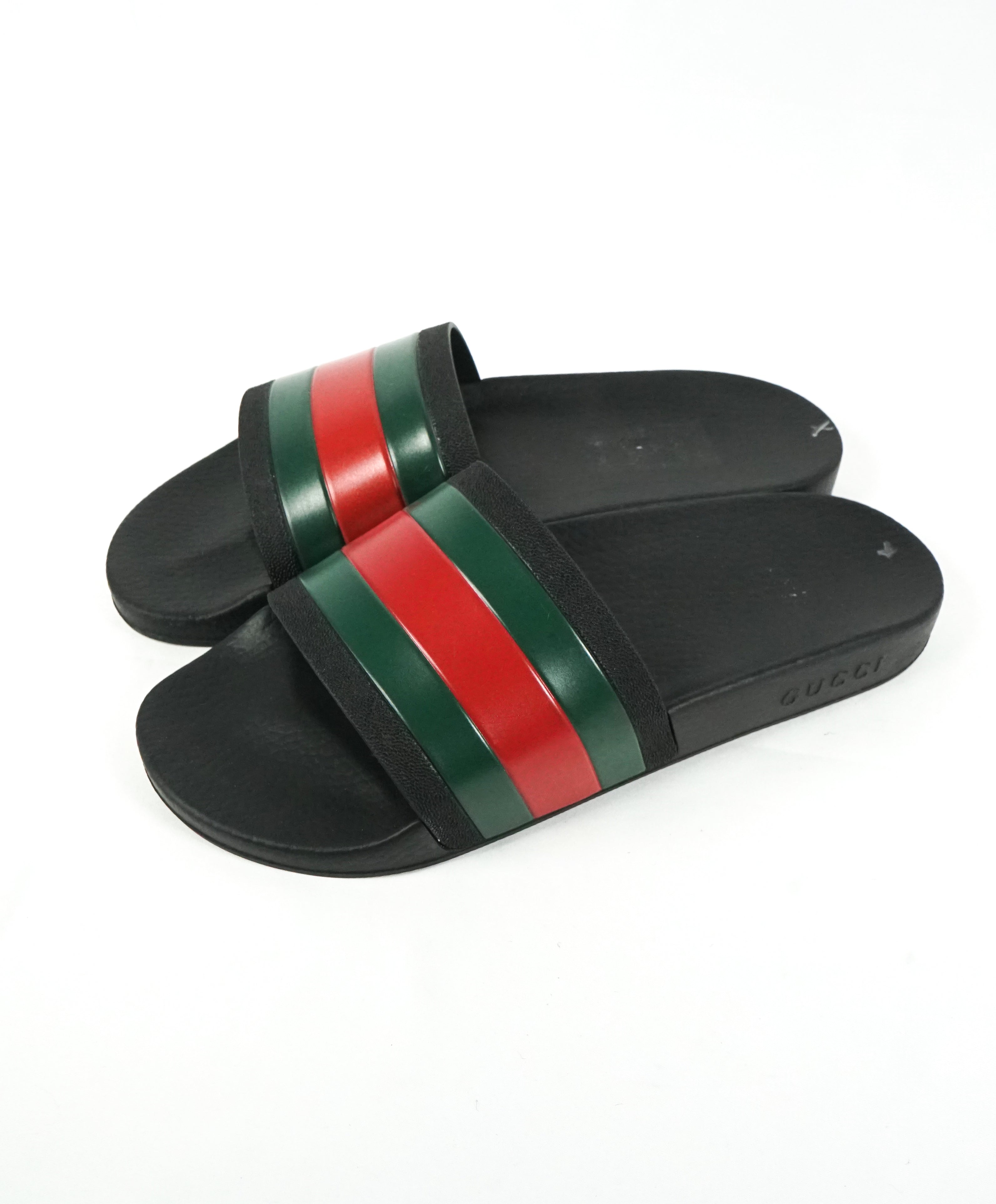 black red and green gucci slides