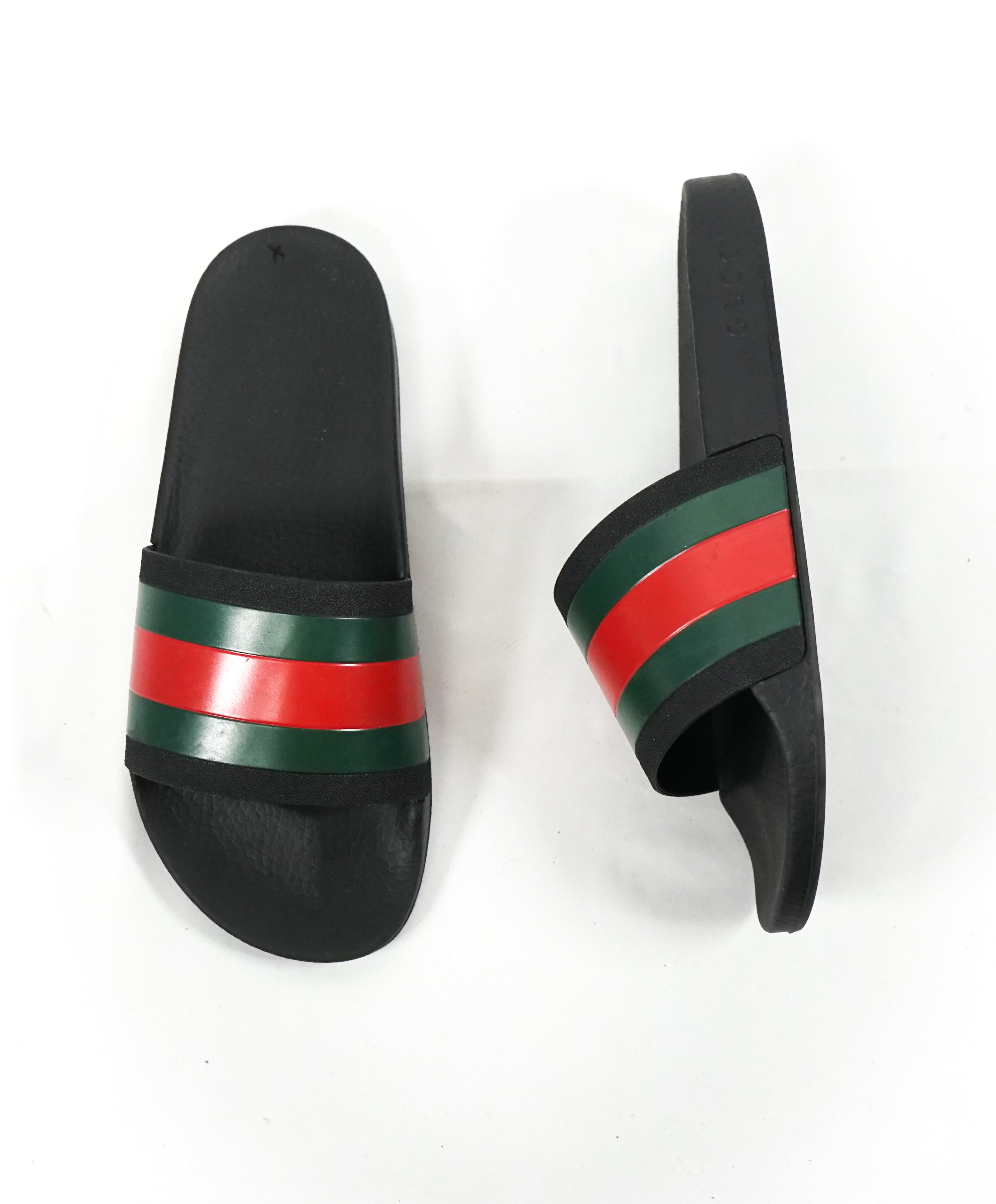 green and red gucci flip flops