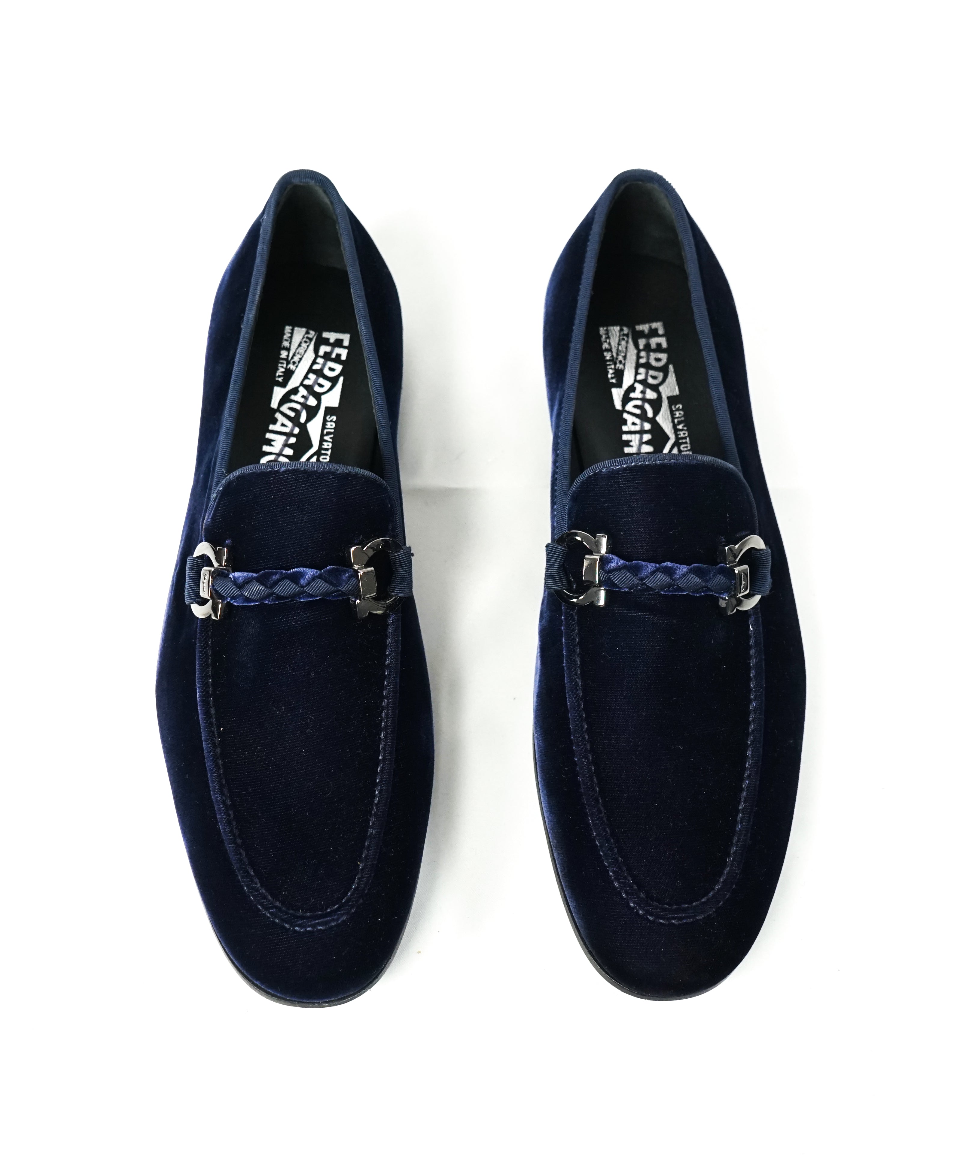 blue velvet loafer