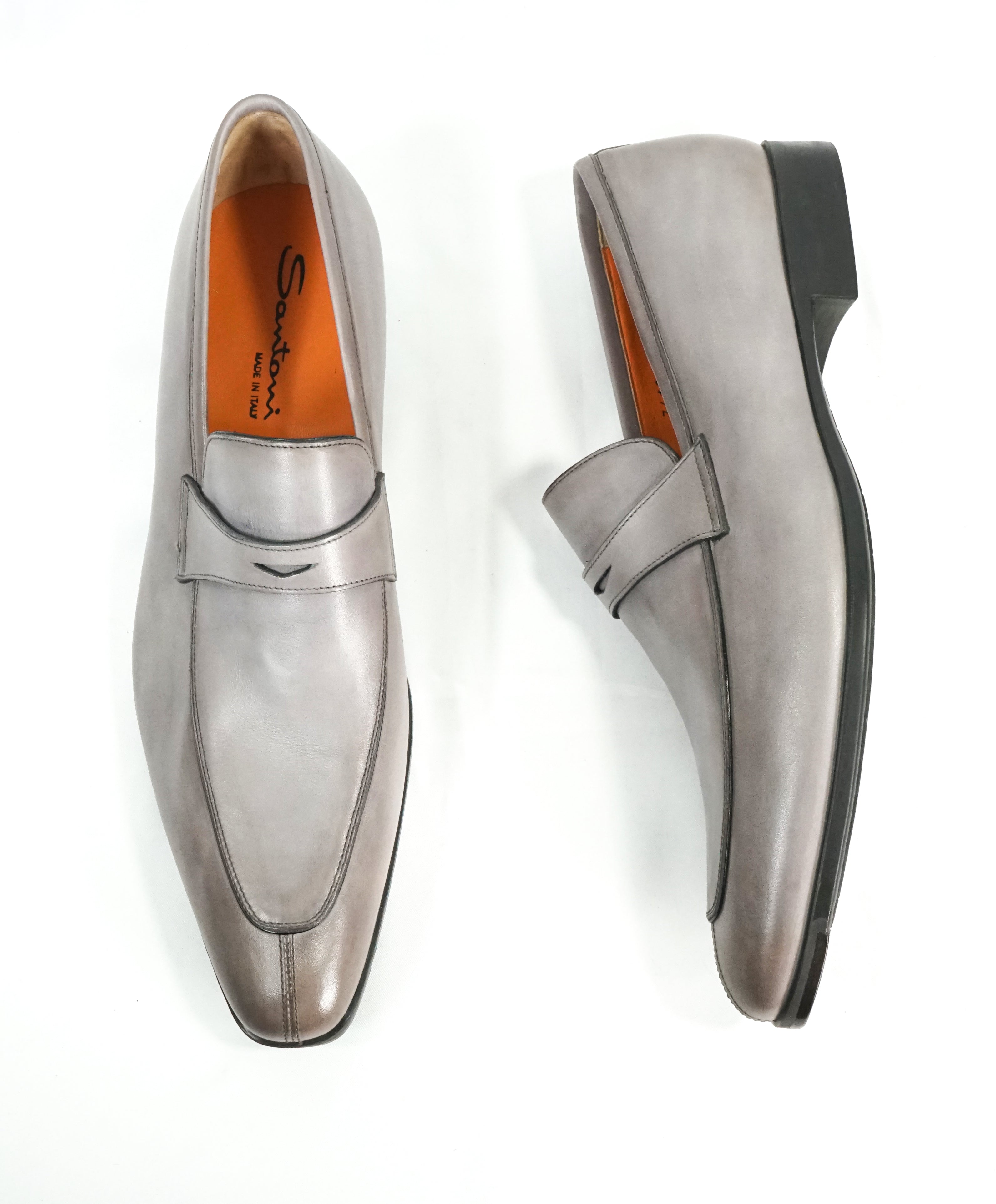 gray penny loafers