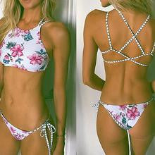 Halter Crop Floral Bikini - The Pink Room Swimwear
