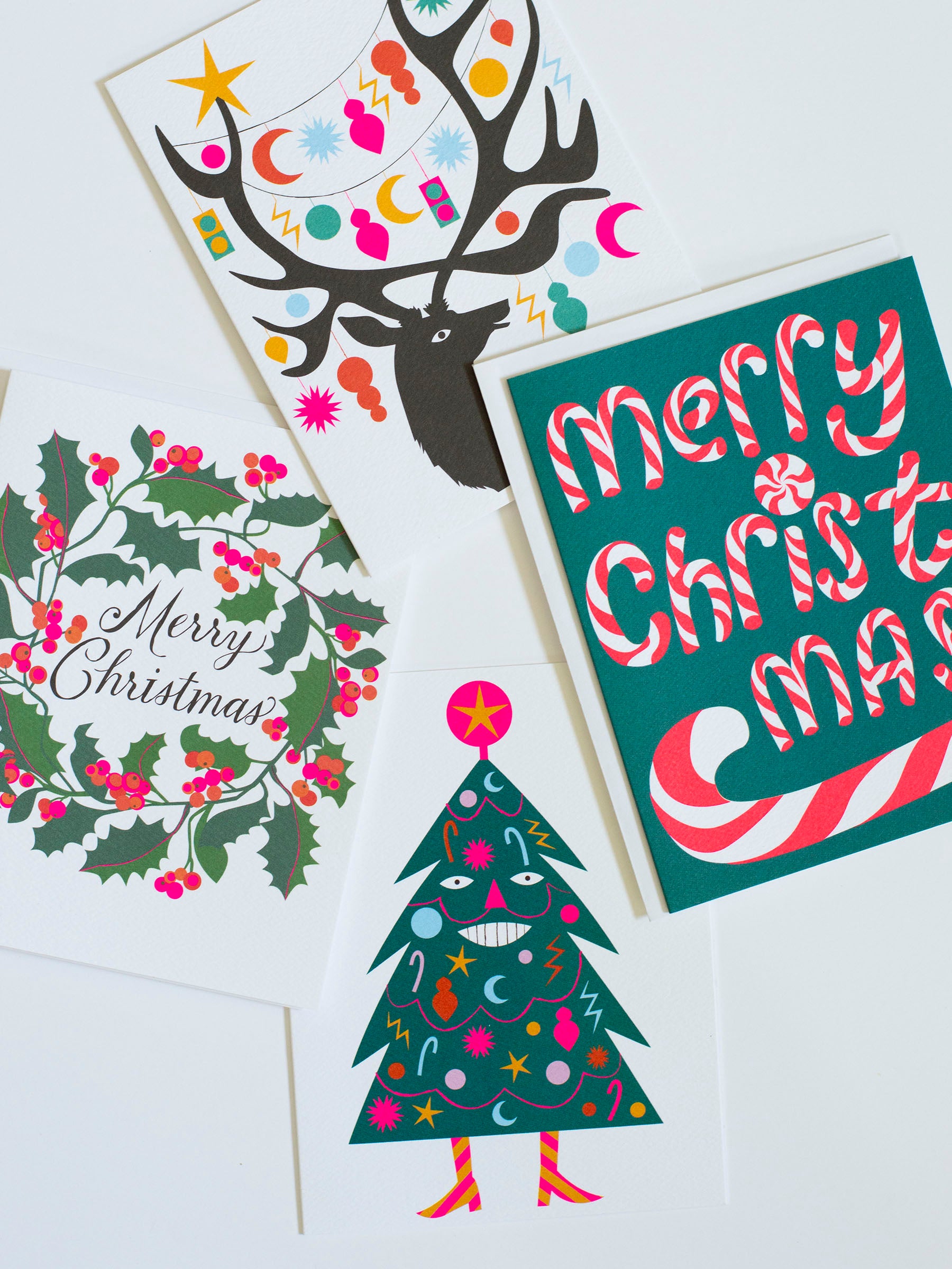 holiday cards, happy tree note card, christmas cards