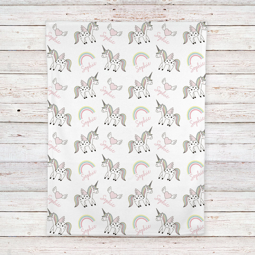 Unicorn Baby Blanket Personalized