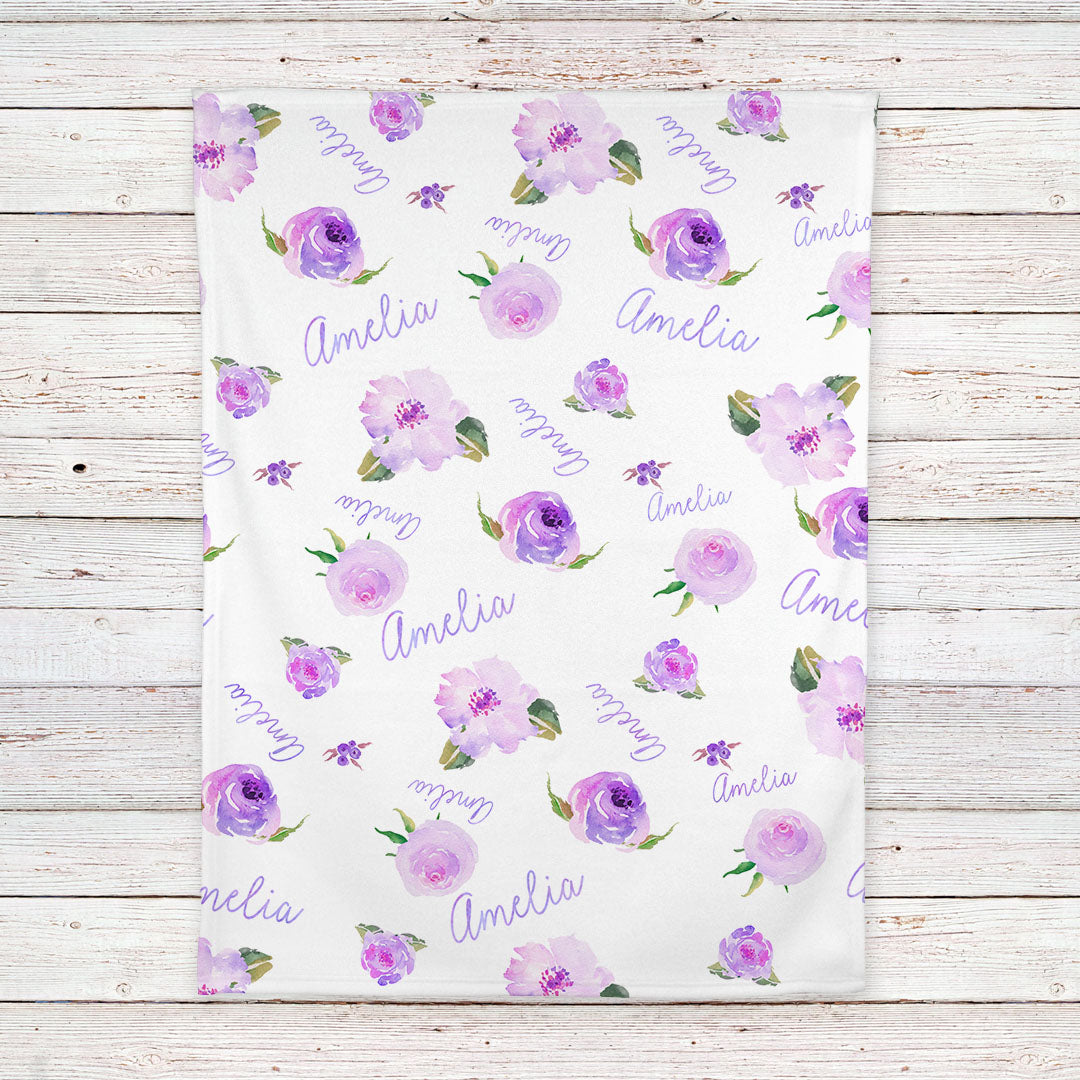 Download Personalized Floral Baby Girl Name Blanket, Purple ...