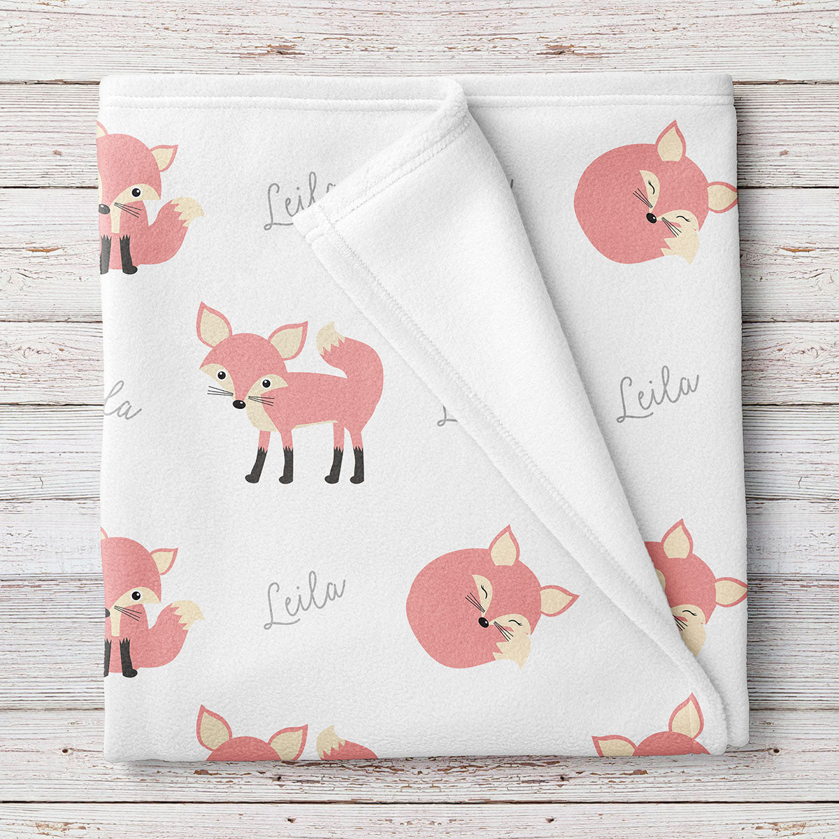 Pink Fox Personalized Fleece Baby Blanket