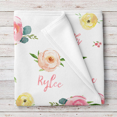 Download Personalized Rose and Peony Floral Baby Girl Name Blanket ...