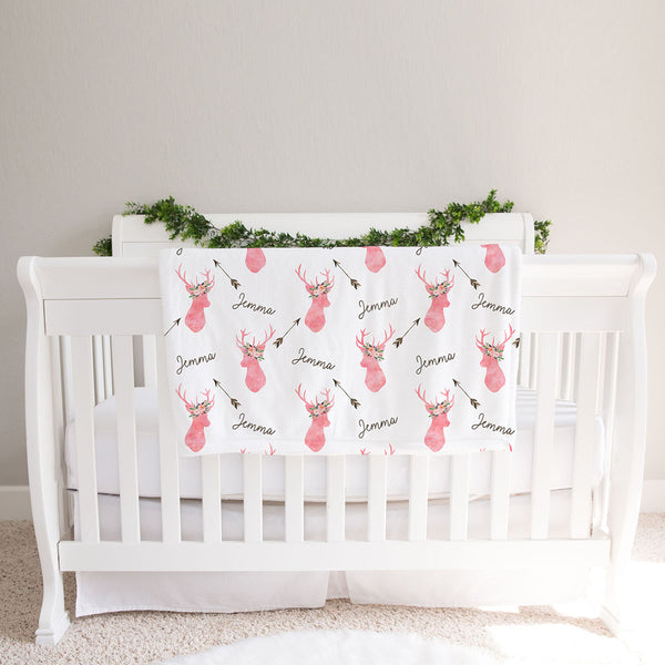 personalized deer baby blanket