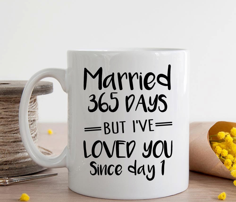 First Wedding Anniversary Gift Married 365 Days Coffee Mug 1st Anniv Stork Wares