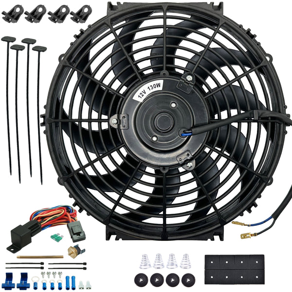  American Volt Dual 12 Inch Automotive Electric Engine Radiator  Cooling Fans Upgraded 90W Motor 180'F Push-in Fin Probe Thermostat Sensor  Switch Kit for Cars Trucks : Automotive