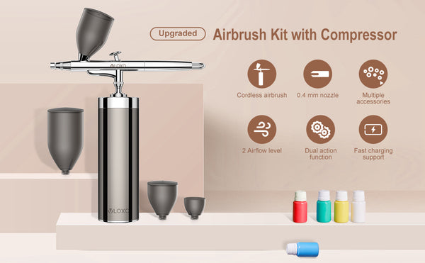 Airbrush Kit with Compressor, 32PSI High Pressure Cordless Airbrush ,  Portable D