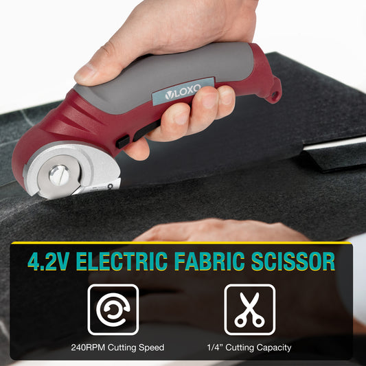VLOXO Cordless Electric Scissors with Safety Lock 4.2V Rotary Cutter w
