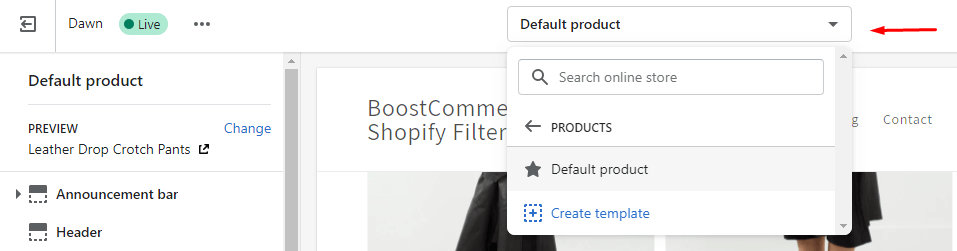 Select default product page