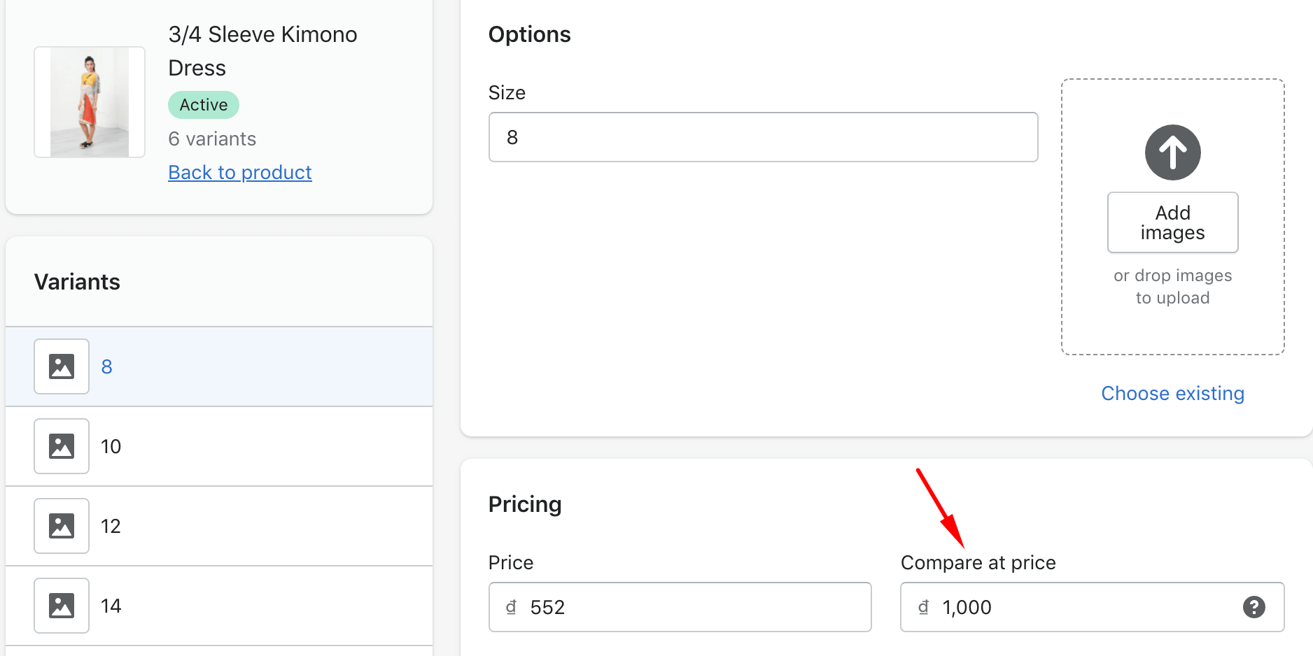 Set compare at price to show sale badge in Shopify Brooklyn