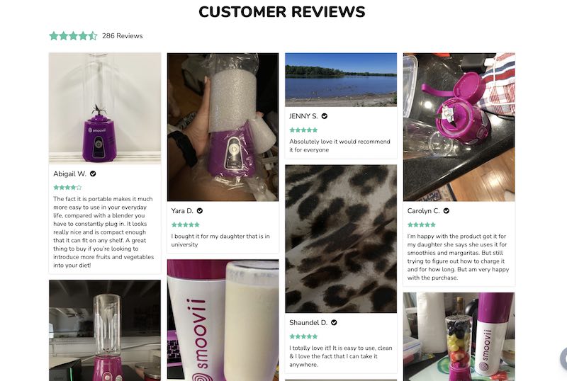 use customer reviews to enhance trust on product page | smovii example one product Shopify store