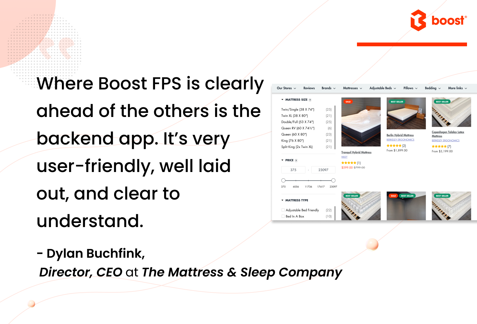 the mattress sleep company x boost product filter and search case study | digitalization | selling online