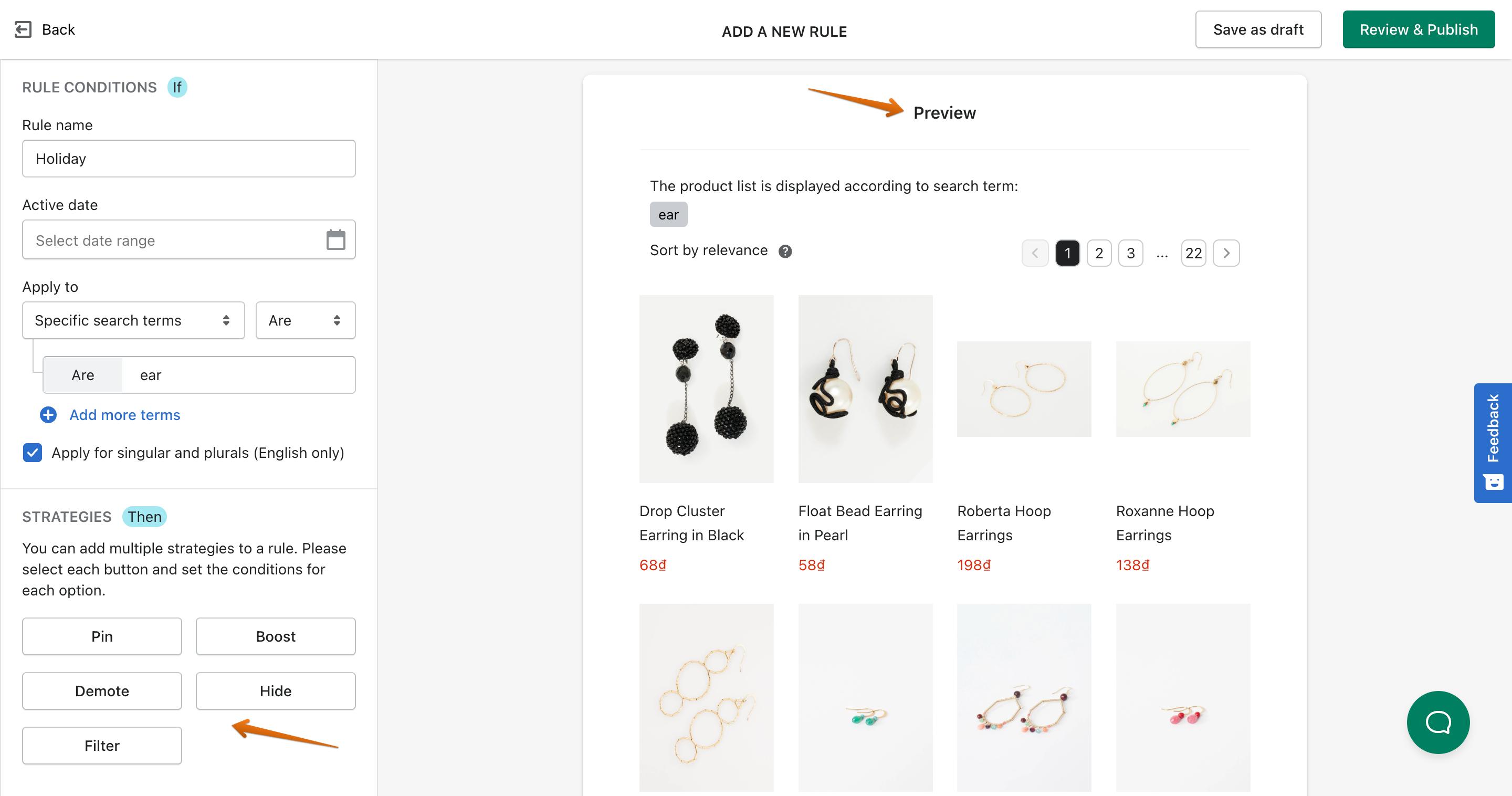 search merchandising of boost ai search and discovery