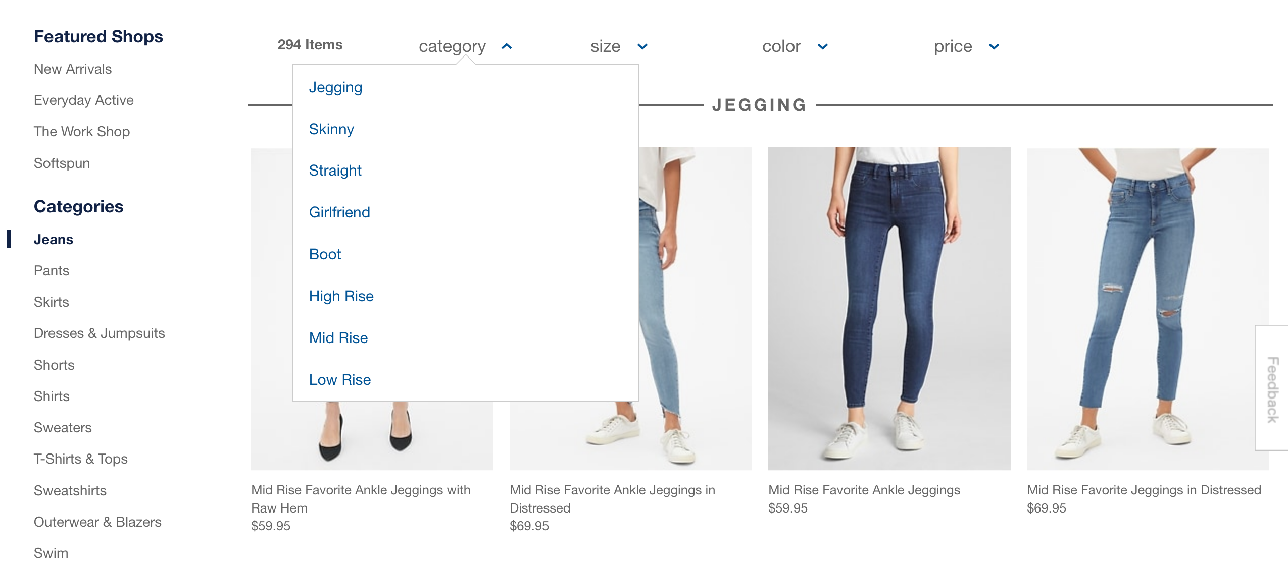 gap shopify filter menu example | shopify filter search results