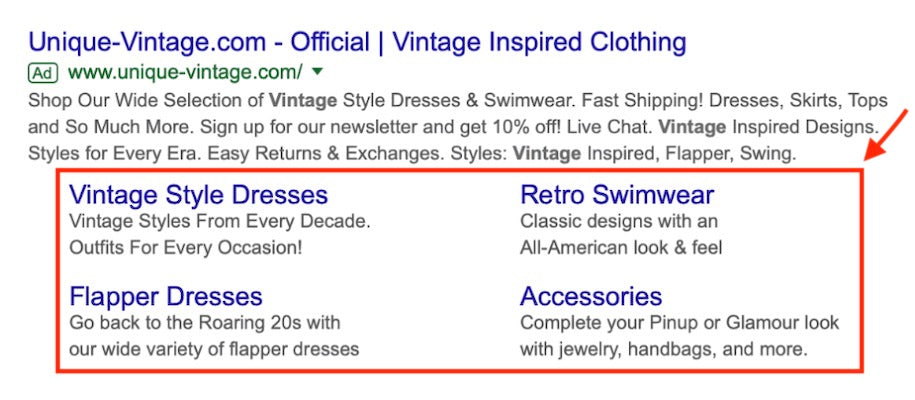 structured snippets extensions | google ads for shopify