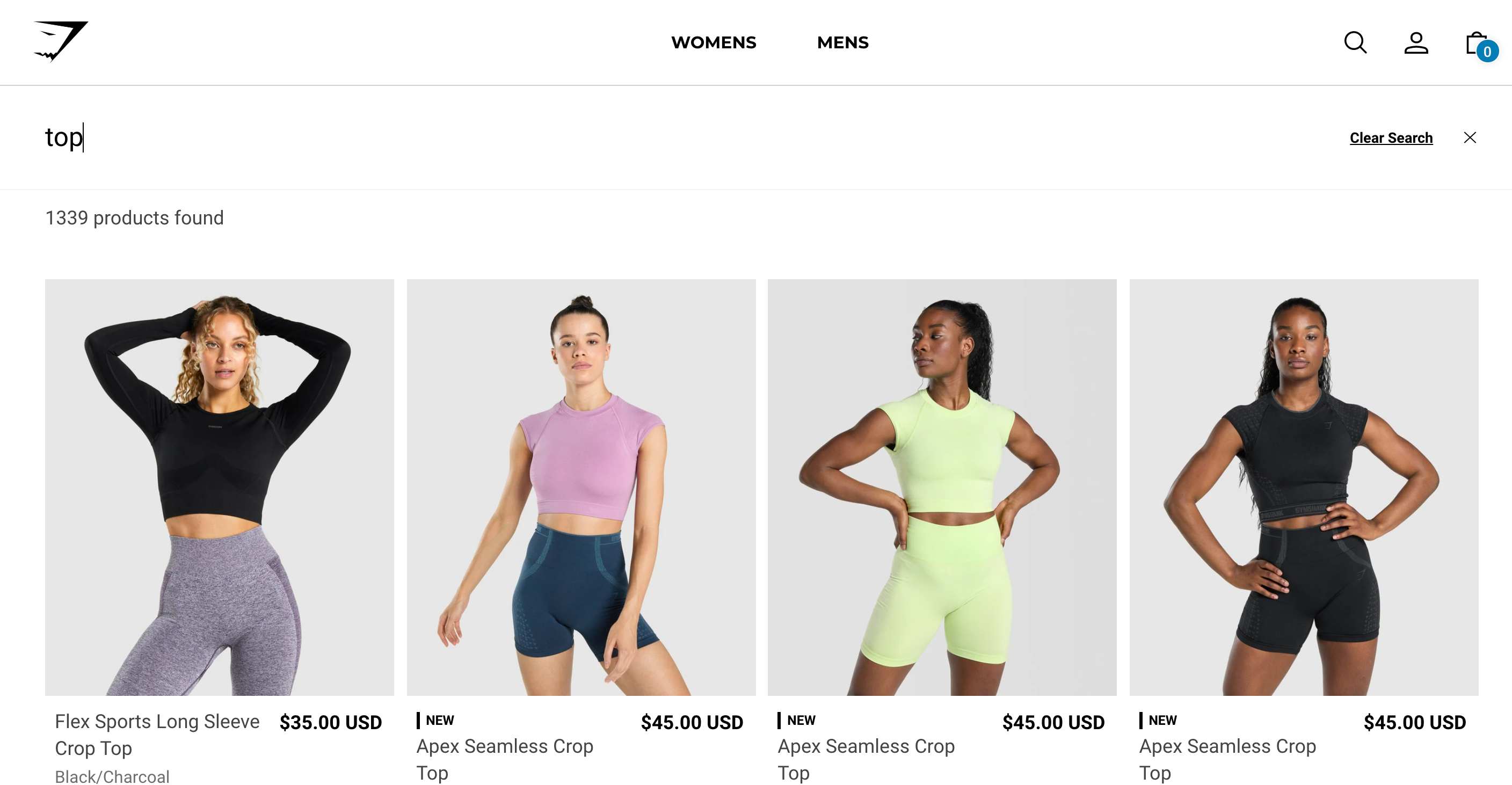 gymshark responsive result page shopify filters