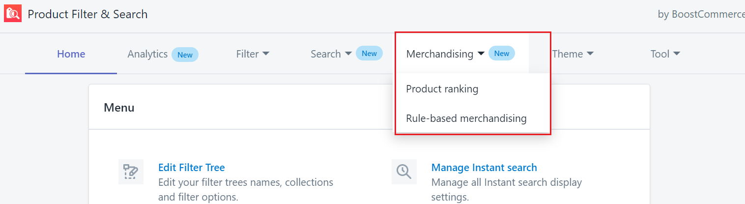 merchandising new features Boost Product Filter & Search App
