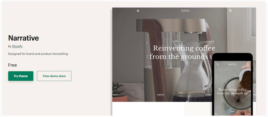 narrative theme shopify one product Shopify store