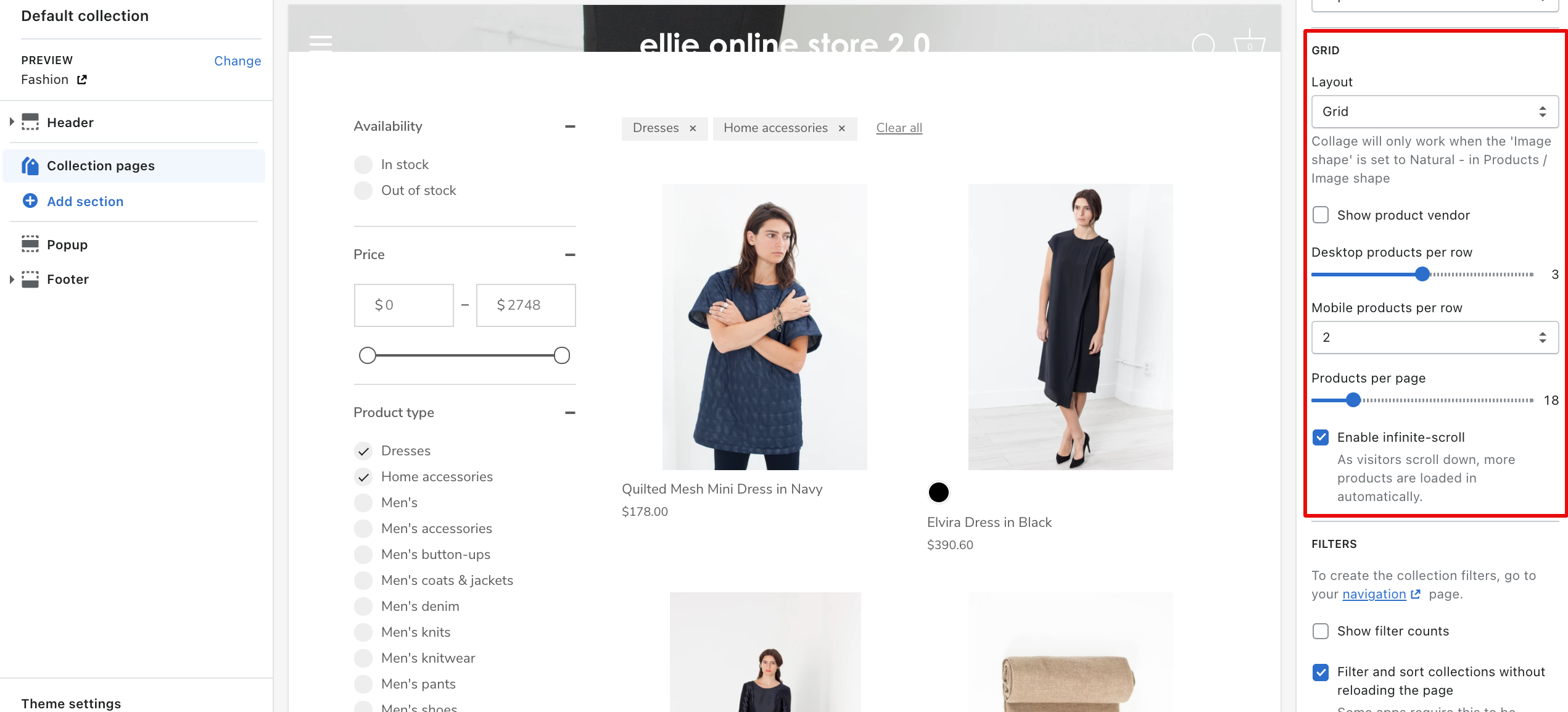 pagination on shopify storefront filtering shopify online store 2.0