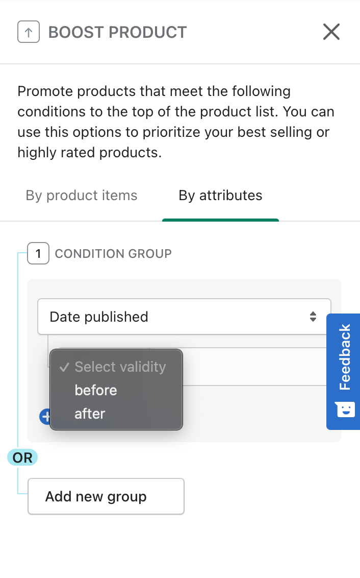 set up merchandising rules based on multiple attributes and validity using boost ai search and discovery