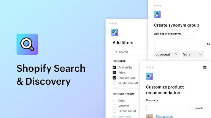 shopify search and discovery product recommendation app