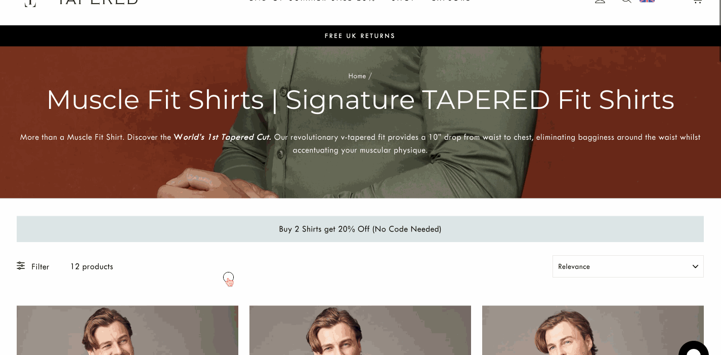 tapered menswear case study | boost product filter | shopify filter app | shopify search app
