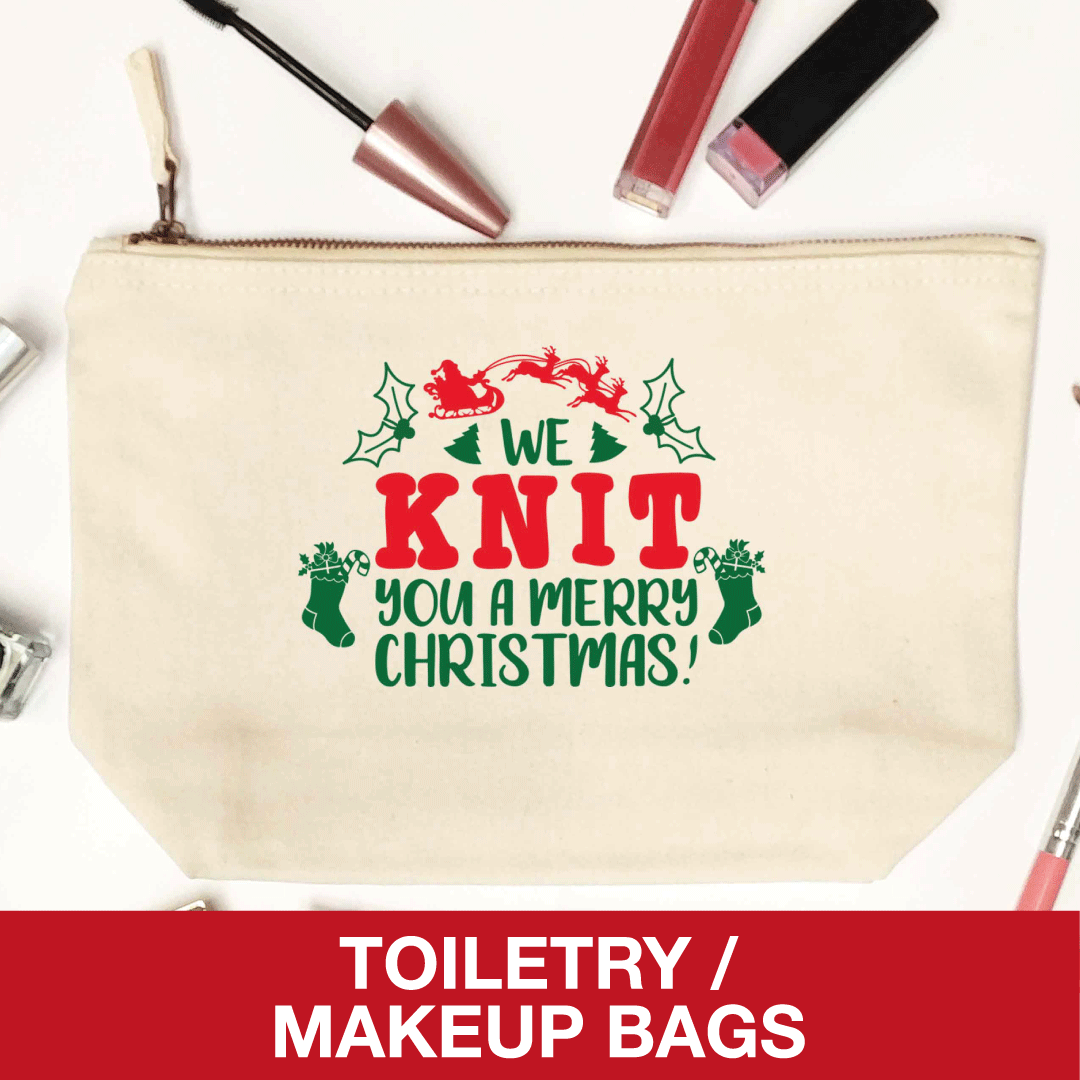 Christmas themed makeup and toiletry bags