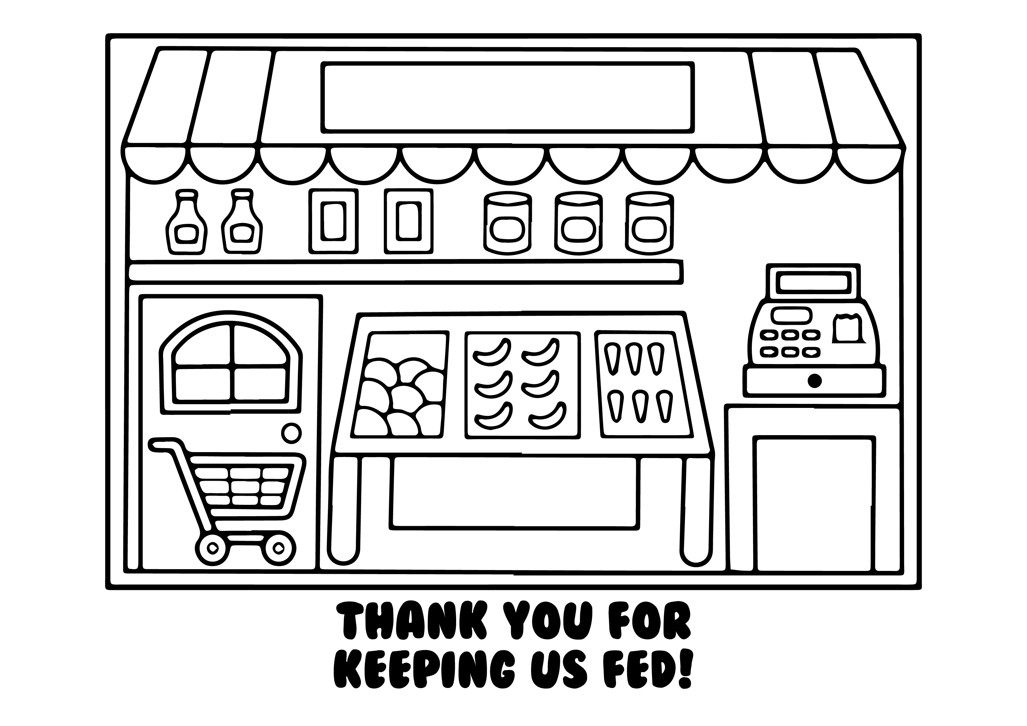 thank you for keeping us fed shopping staff free download colouring in