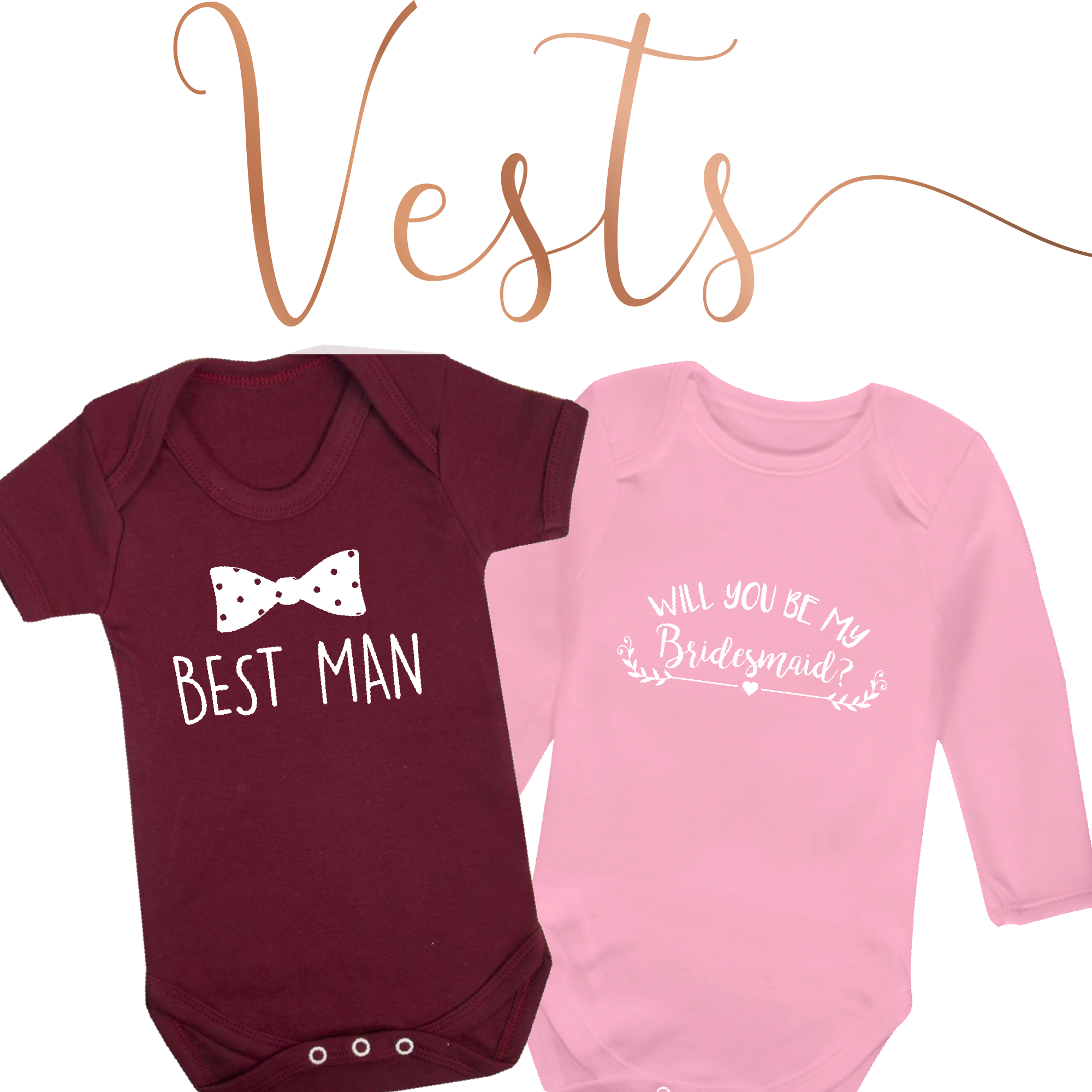 wedding themed baby vests