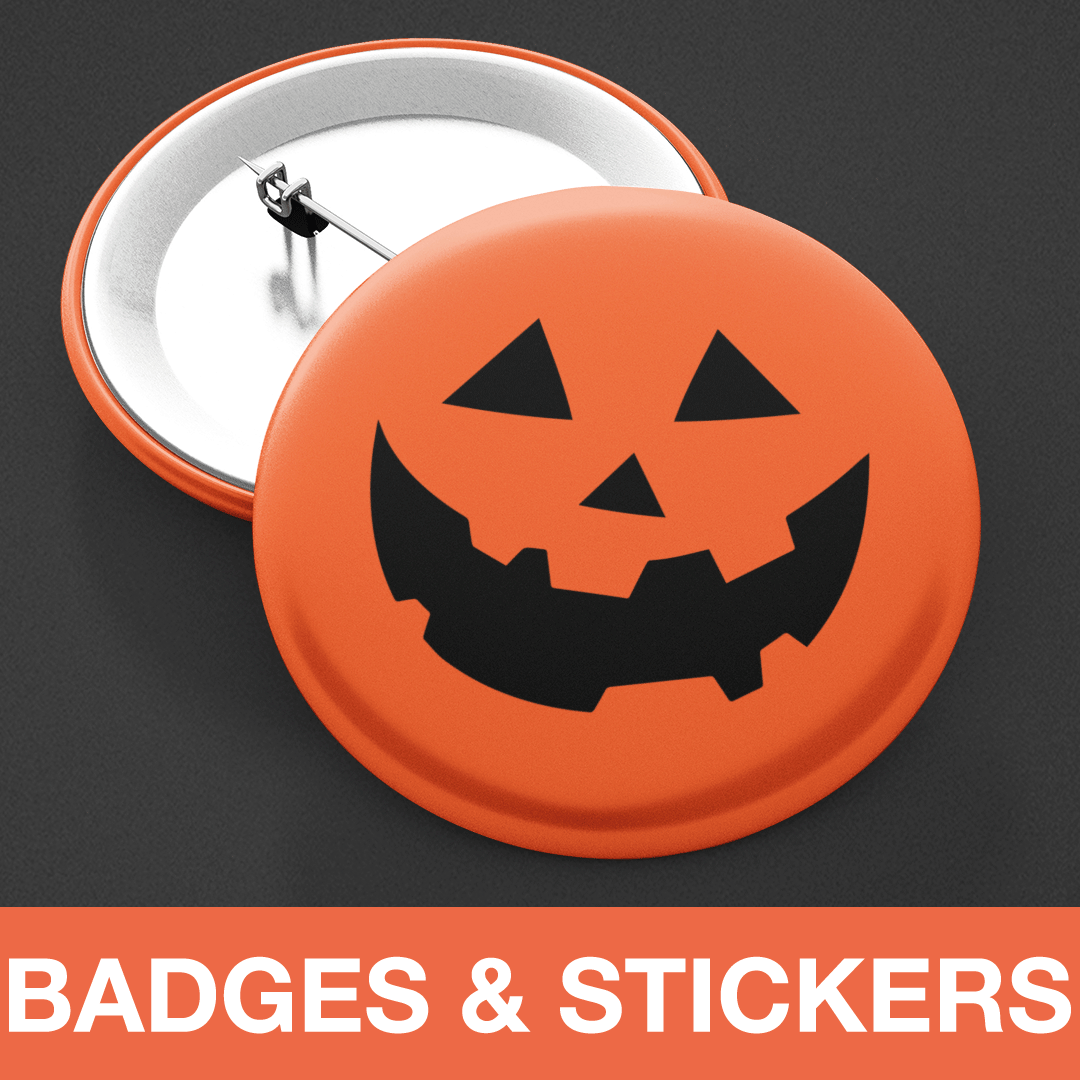 Halloween badges and stickers