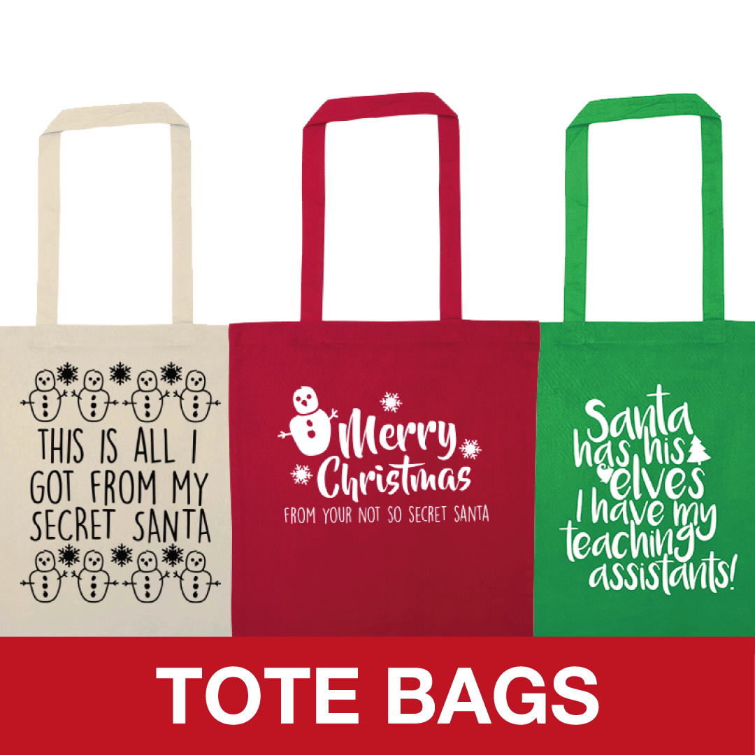 Christmas themed tote bags