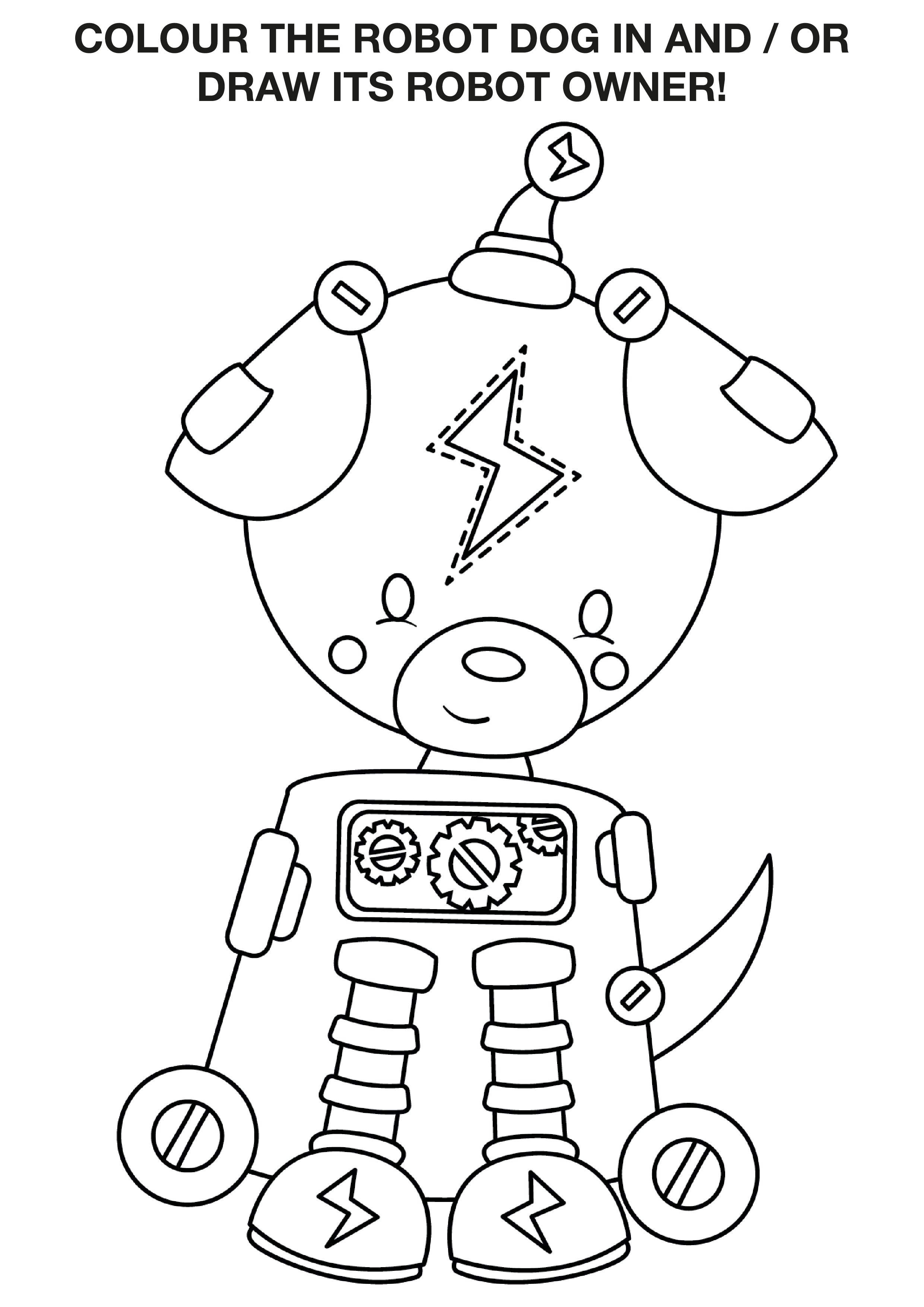 robot dog colouring in free download