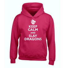 Keep calm and slay dragons children's pink hoodie 12-14 Years