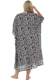 Womens Plus Size Beach Cover Up Long Maxi Caftan Flowy Floral Boho Loose Tunic Dress Rayon