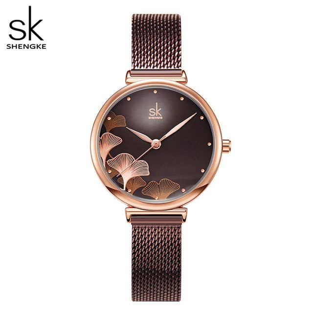 SHENGKE Creative Simplicity Women Watch Mesh Band Elegant Women Watches  Ladies Business Wristwatch (K0106L-Black) | Simple watches, Silver watches  women, Fashion watches