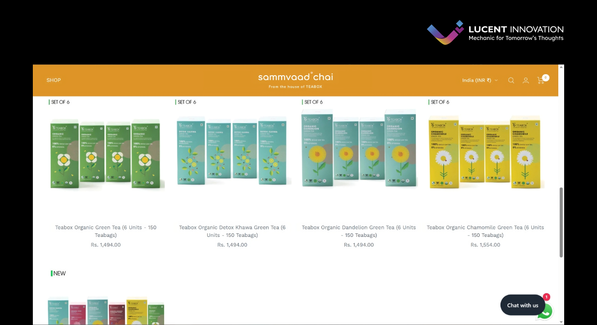Collection Page website screenshot 2 - Sammvad tea