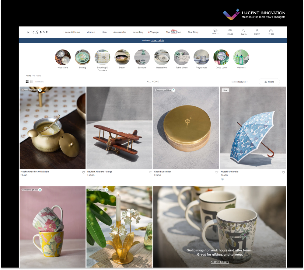 Nicobar luxury brand Product page