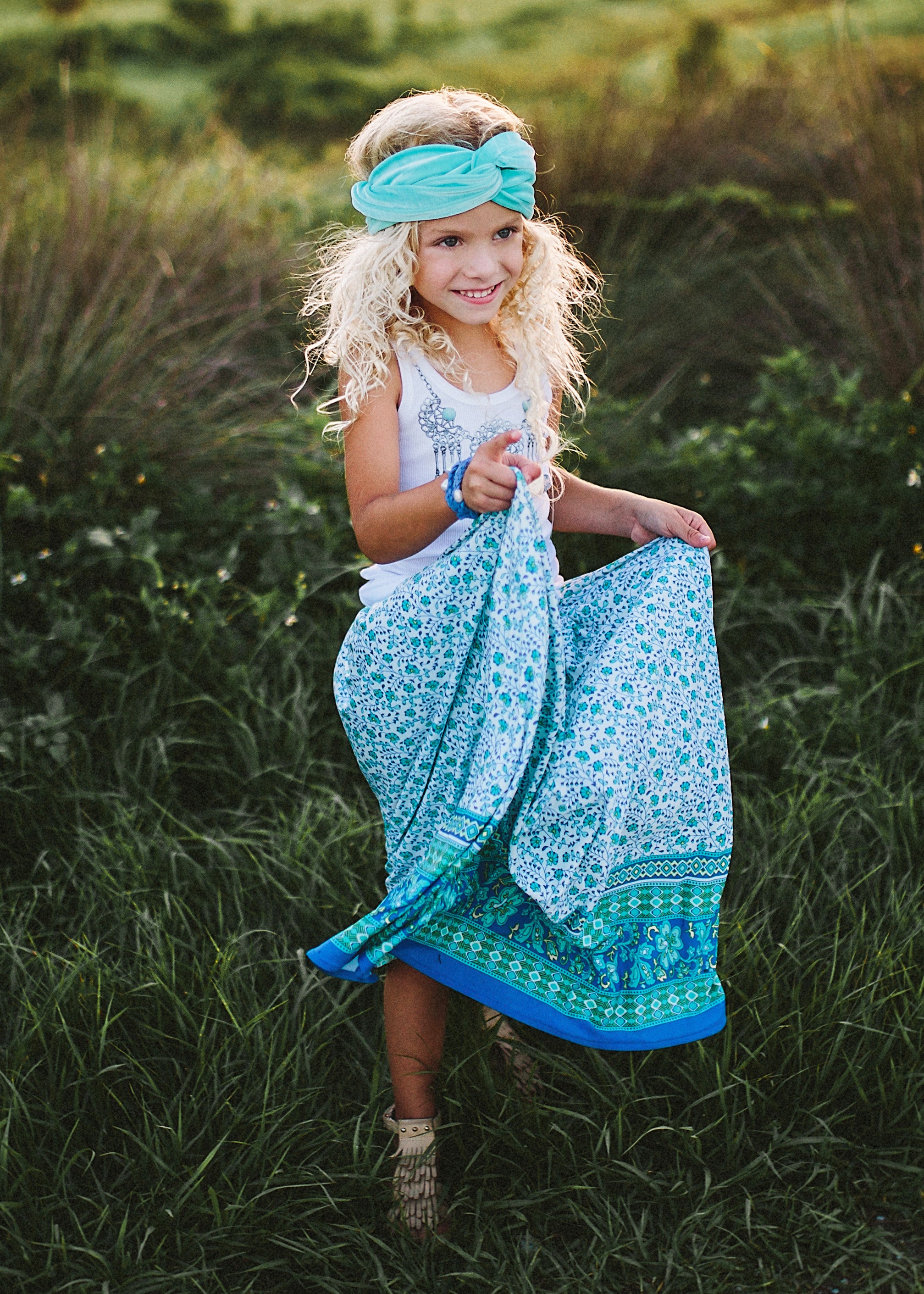 blue and white maxi