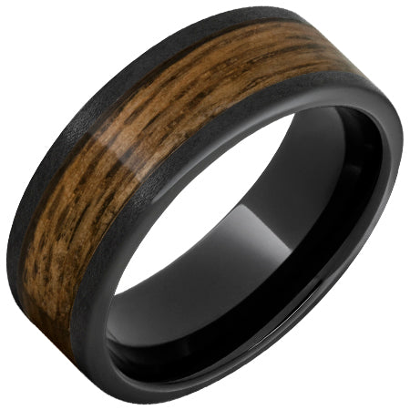 Men's - Black Tungsten Wedding Band , Made of Fishing Line, Wood, and Antler, 8mm Width, 10.5