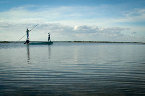 Poling a skiff on the Mosquito Lagoon